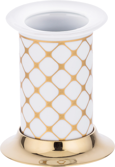 Pure Geometrik Beyaz Altın / Pvd Gold takım Üstü Diş Fırçalık Aks-112 AKS-112