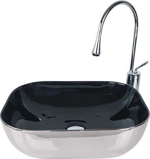 Pure Gümüş Siyah Tezgahüstü Çanak Lavabo Sb-525 SB-525
