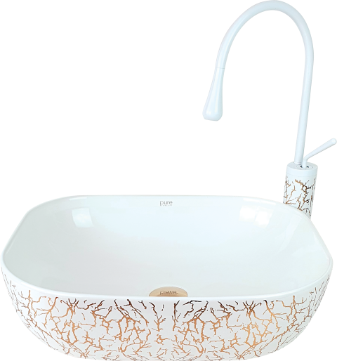 Pure Marble Beyaz Bronz Tezgah Üstü Çanak Lavabo Tr-111 TR-111
