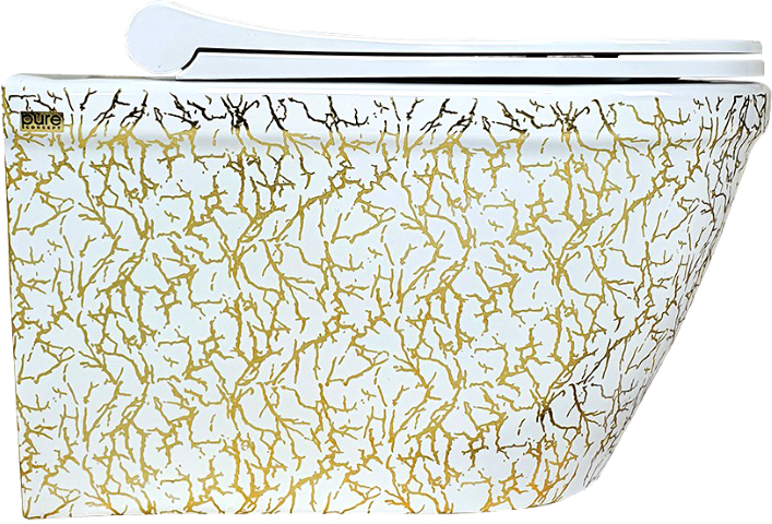 Pure Marble Beyaz Gold Kanalsız Asma Klozet Wh-791 WH-791