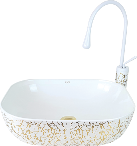 Pure Marble Beyaz Gold Tezgah Üstü Çanak Lavabo Tr-109 TR-109