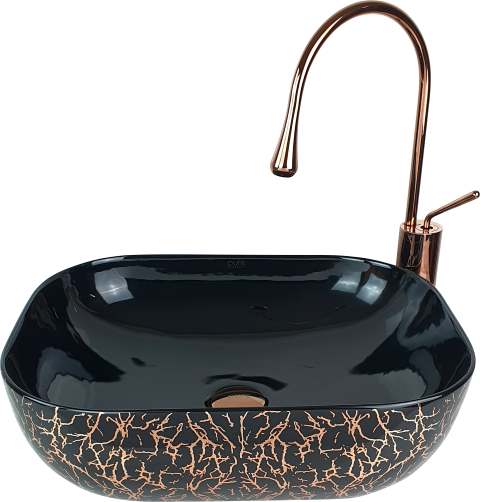 Pure Marble Parlak Siyah Bronz Tezgah Üstü Çanak Lavabo Tr-130 TR-130