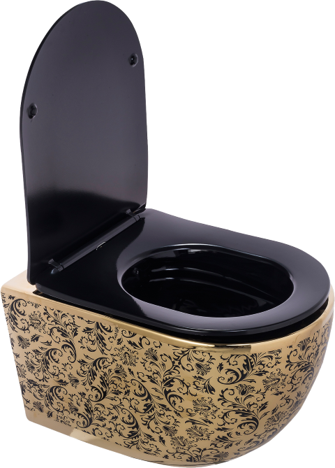 Pure Mat Siyah Gold Kanalsız Asma Klozet Wh-779 WH-779