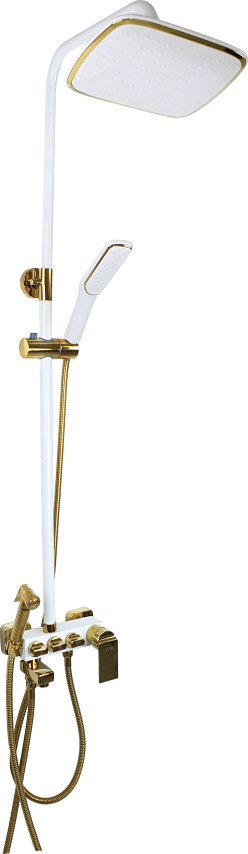 Pure Metro Şataflı Beyaz Gold Banyo Armatür / Duş takımi Mwg-2021 MWG-2021