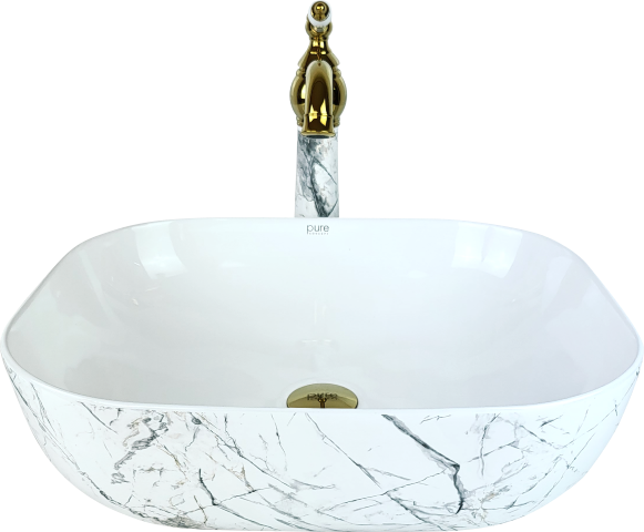Pure Sharp Calacatta Tezgah Üstü Çanak Lavabo Tr-119 TR-119