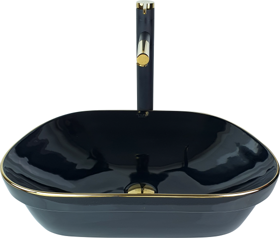 Pure Siyah Gold Line Tezgahüstü Çanak Lavabo Bg-307 BG-307