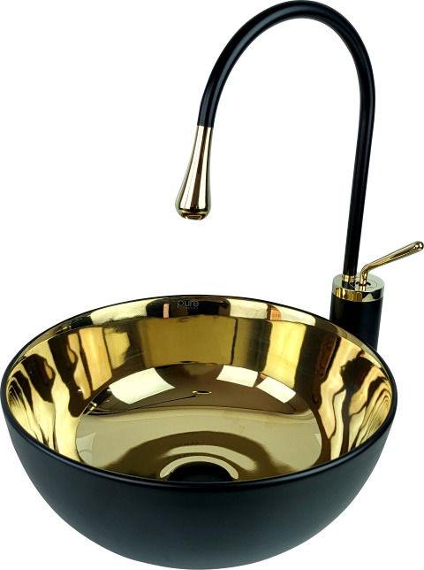 Pure Siyah Gold Tezgah Üstü Çanak Lavabo Bg-306 BG-306