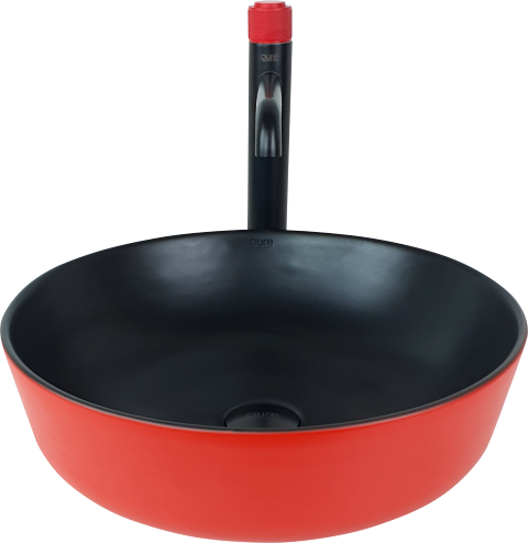 Pure Siyah Kırmızı Tezgah Üstü Çanak Lavabo Br-102 BR-102