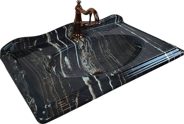 Pure Victorian Deep Black Siyah Etajerli Lavabo Etj-105 ETJ-105