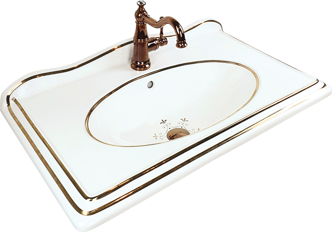 Pure Victorian White-Gold Etajerli Lavabo Etj-101 ETJ-101