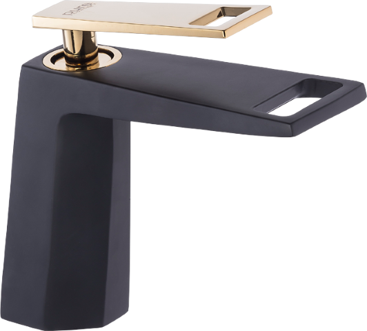 Pure Waterfall Lavabo Armatürü Siyah-Altın Bg-222 BG-222