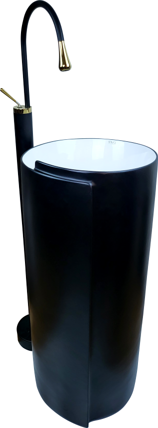 Pure White Black Batarya Deliksiz Kolon Lavabo 360X360X820Mm Bb-916 BB-916