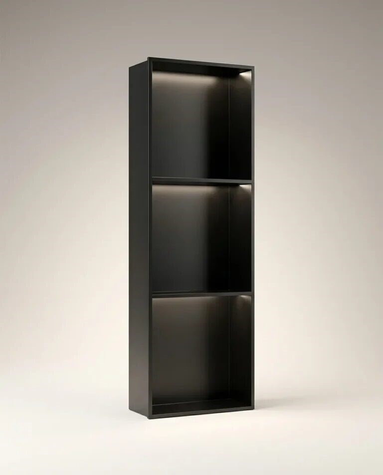 30x90 cm Gömme Paslanmaz Çelik Niş Ledli Siyah SSB-108