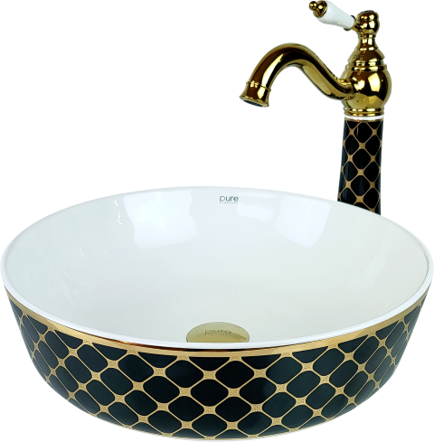 Pure Geometrık Sıyah Gold Çanak Lavabo Tr-135 TR-135