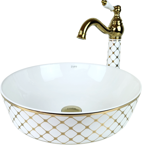 Pure Geometrık Beyaz Gold Çanak Lavabo Tr-136 TR-136
