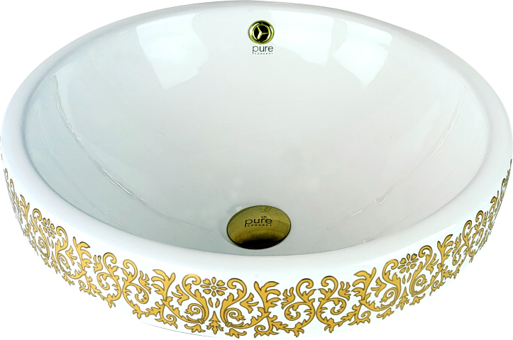 Pure Beyaz Gold Yarı Tezgah Üstü Çanak Lavabo Tr-302 TR-302