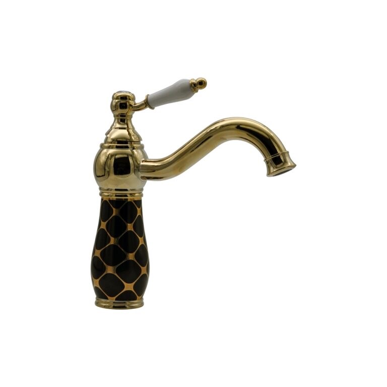 Geometrik Siyah Altın Lavabo Bataryası WG-239