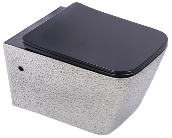 Pure Crocodıle Gümüs Sıyah Kanalsız Asma Klozet Wh-773+Soft Kapak WH-773+CS-10