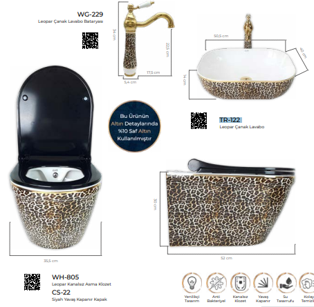 Pure Leopar Kanalsız Asma Klozet Wh-805+Soft Kapak WH-805+CS-22
