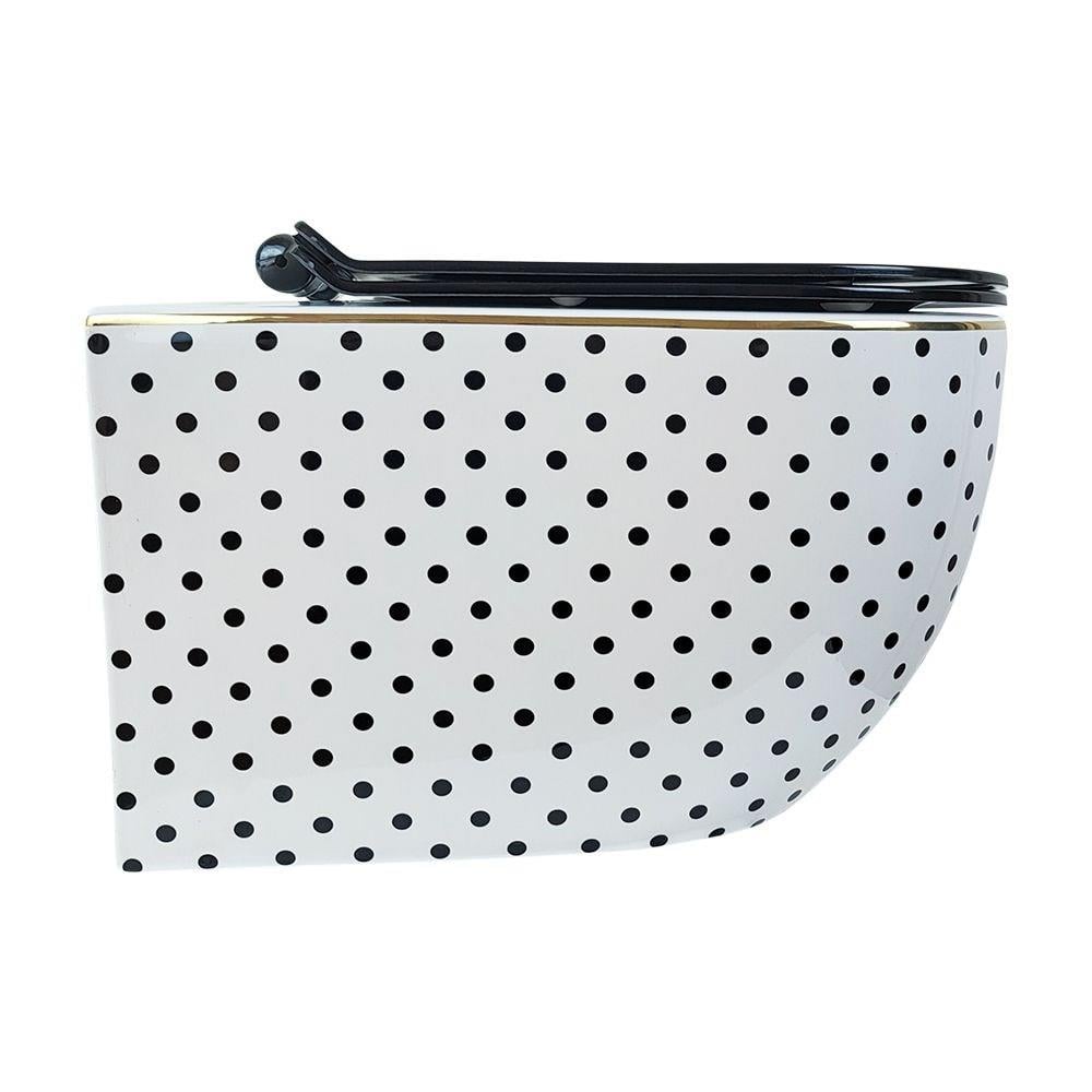 Puantıye Beyaz Sıyah Kanalsız Asma Klozet+Sof Kapak Wh-820+Cs-22 WH-820+CS-22