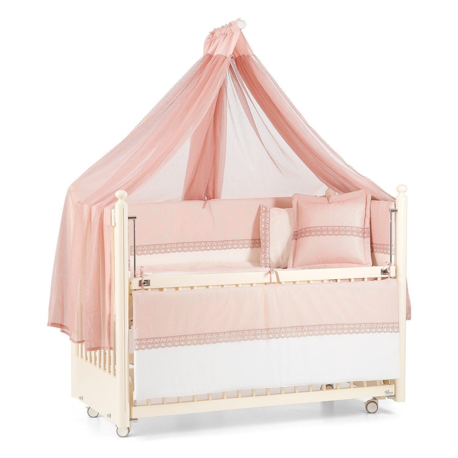 Meltem Mondo Sallanır Ahşap Anne Yanı Beşik - 60x120 cm (krem-pembe)