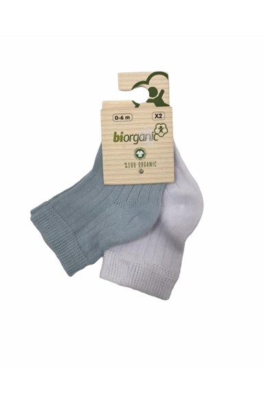 Bibaby Organik Çorap Soket 2Li Basic Desenli