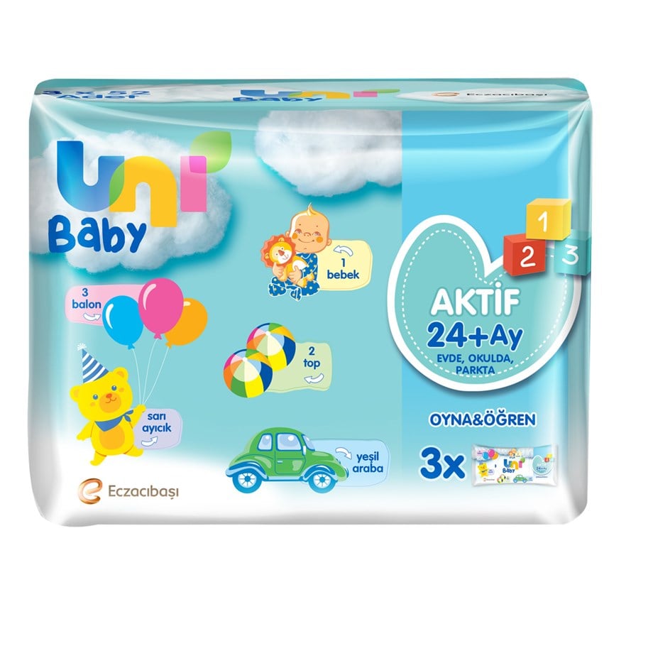  Uni Baby Aktif Oyna Öğren Islak Mendil 3x52 Adet