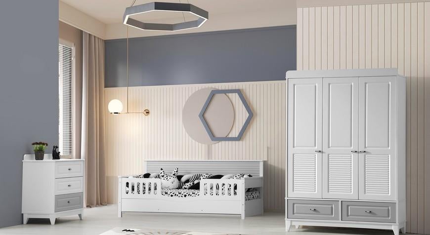 Aymini Milano Moon Vizbon Bebek Odası Takımı Beyaz