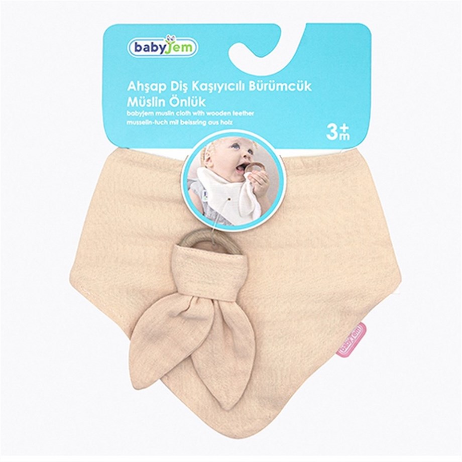 Babyjem Ahşap Diş Kaşıyıcılı Bürümcük Müslin Önlük