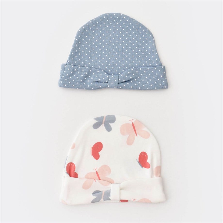 Bibaby Organik Şapka 2Li Wild Flowers Spring Blue