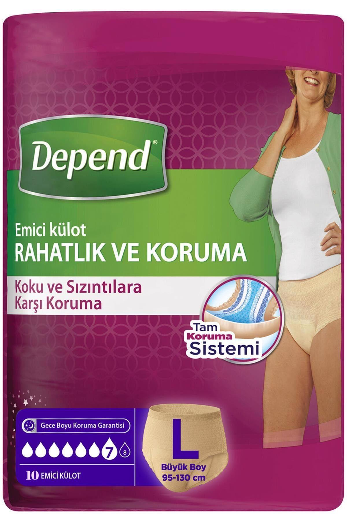 Depend Tek Kullanımlık Emici Kadın Külodu 10lu Large Boy