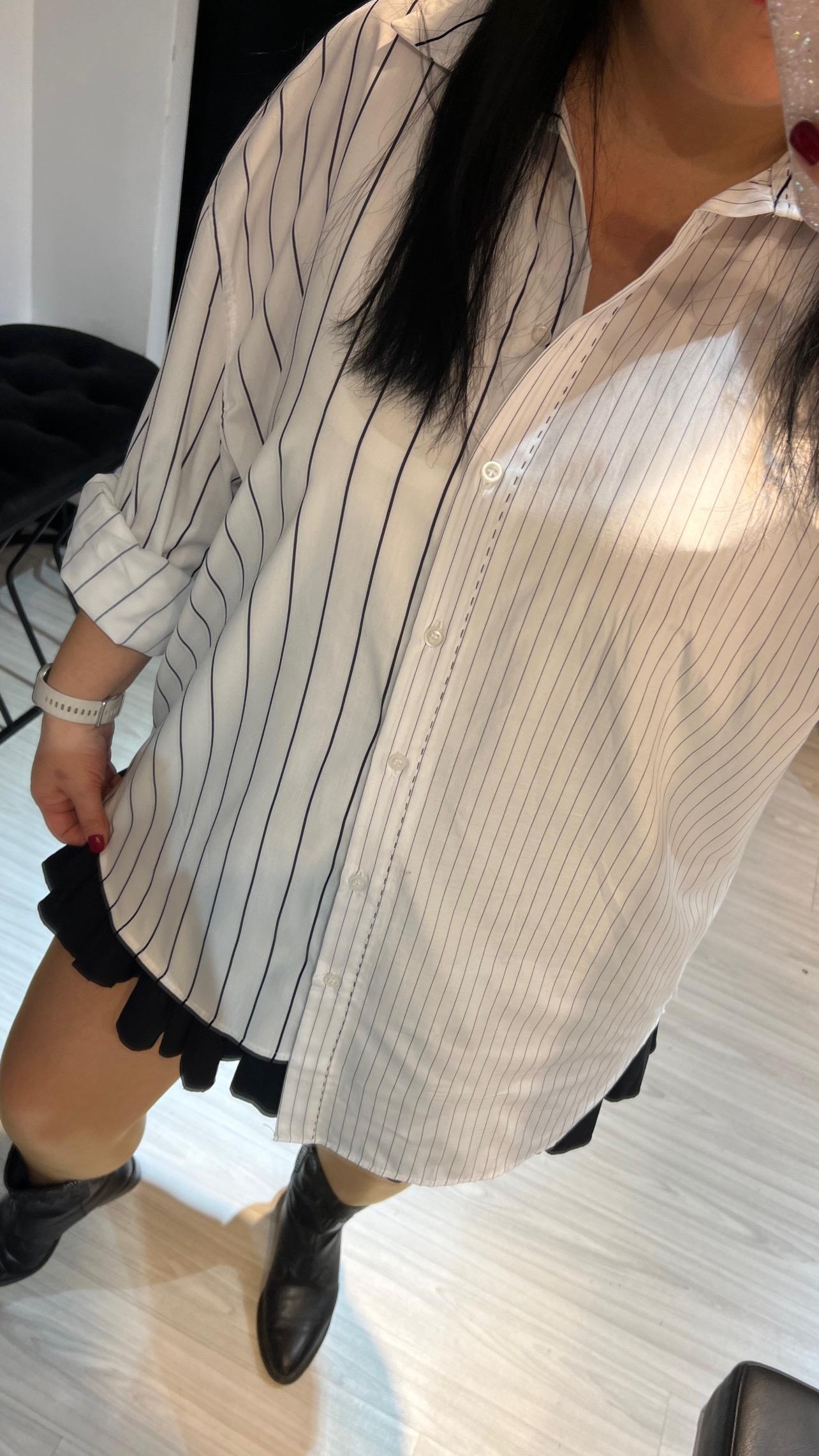 Aywe Çizgili Gömlek-Beyaz