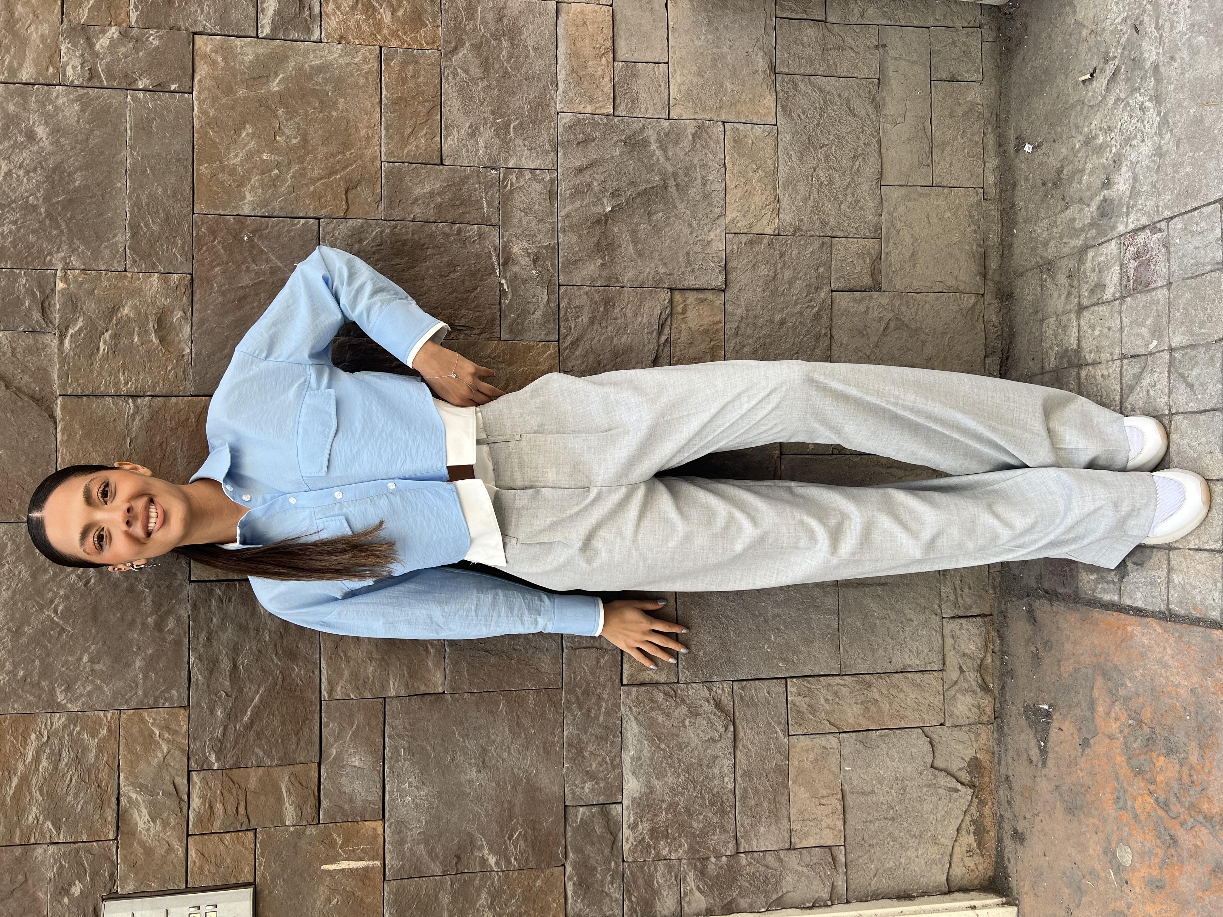 Cepli Crop Gömlek -Mavi 