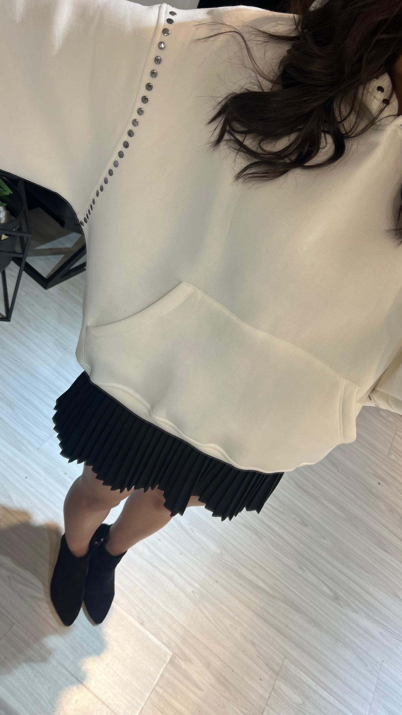 Chm Zımba Detaylı Sweat-Beyaz