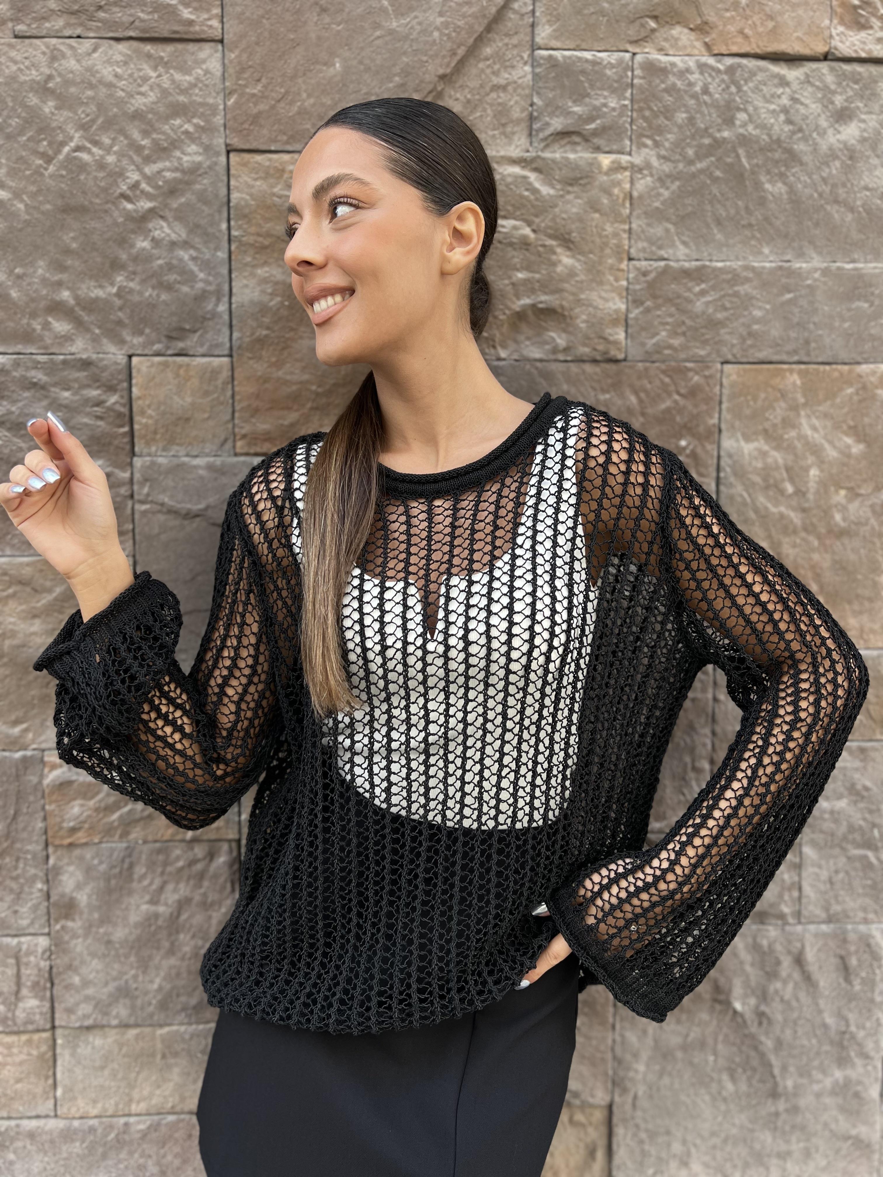 Dlvn Ajurlu Bluz-Siyah