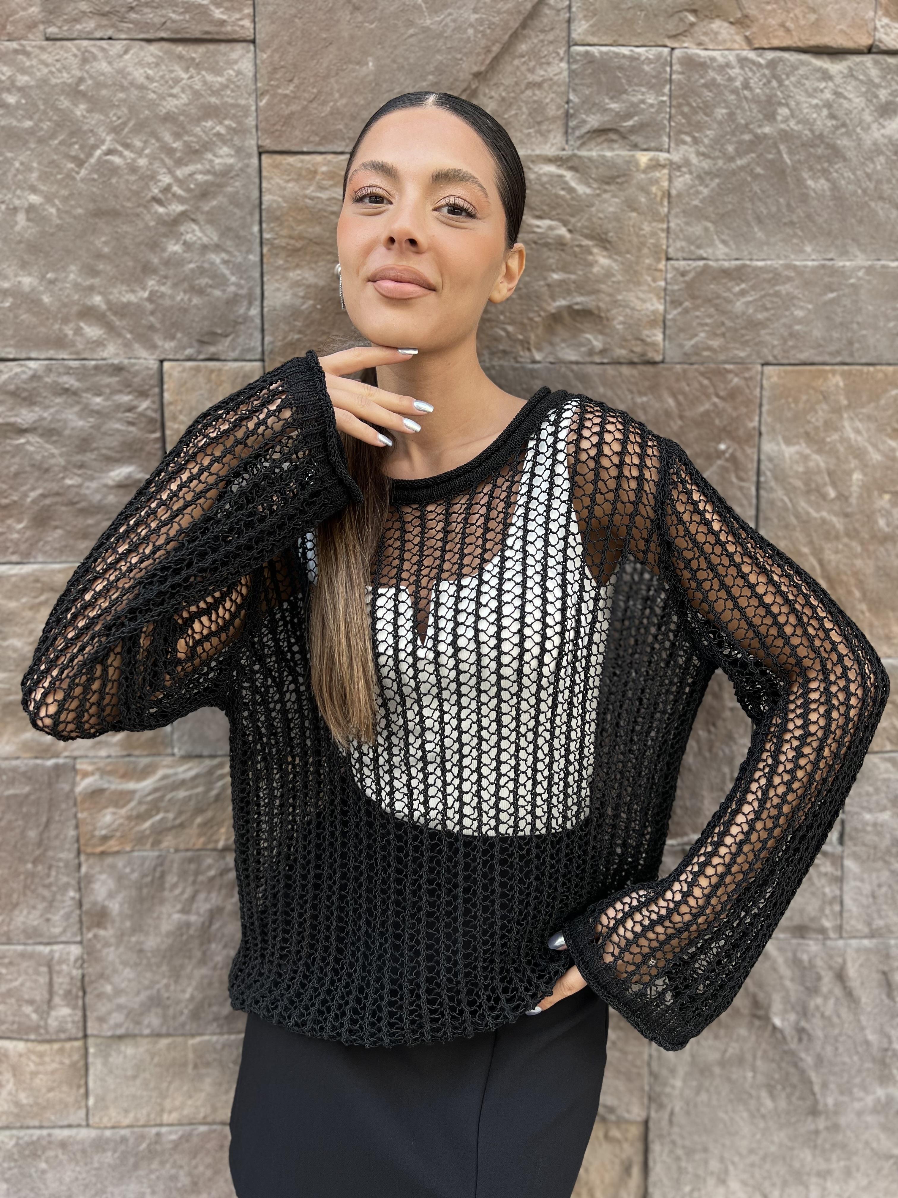 Dlvn Ajurlu Bluz-Siyah