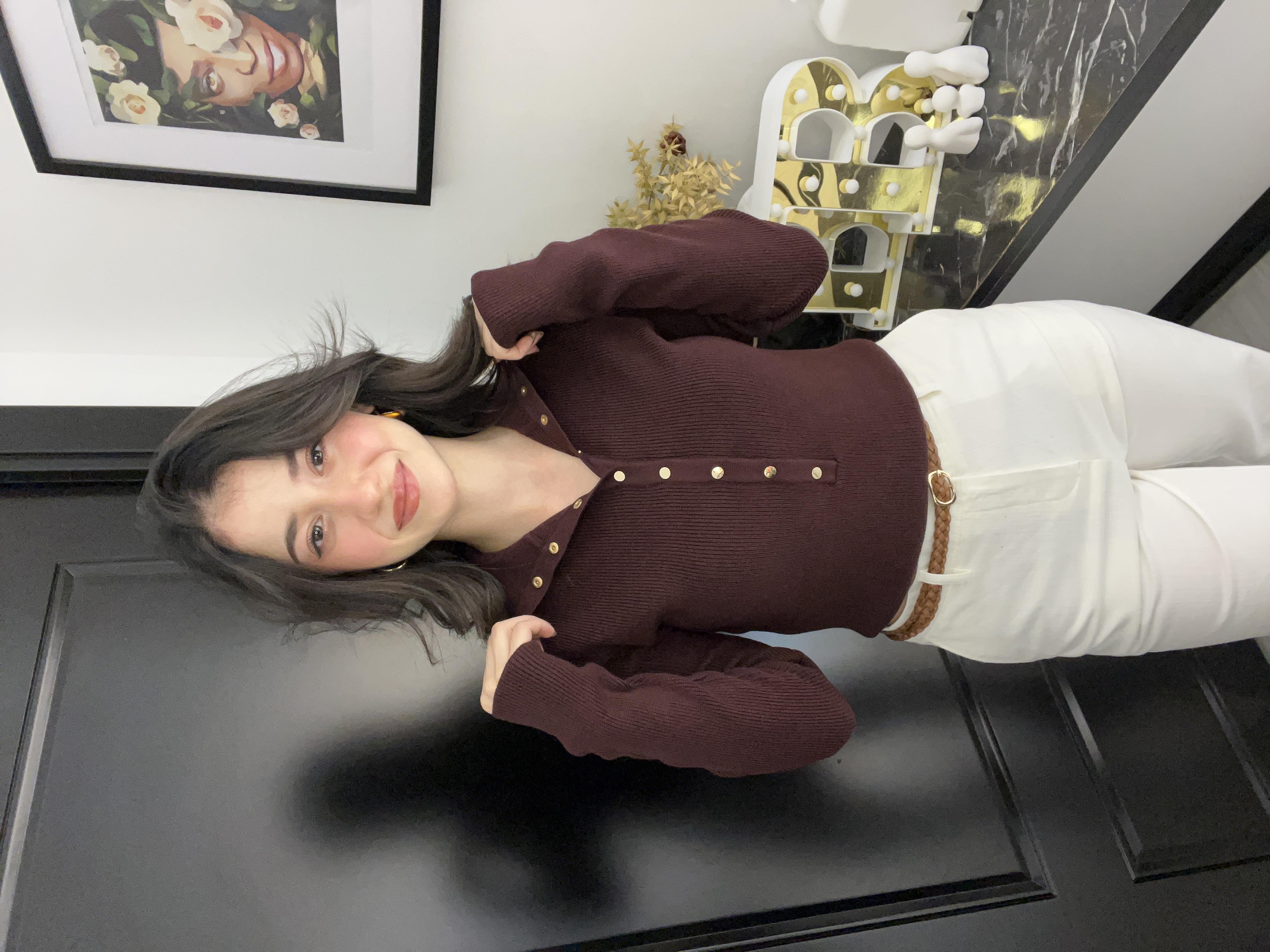 Dlvn Düğmel Triko-Bordo