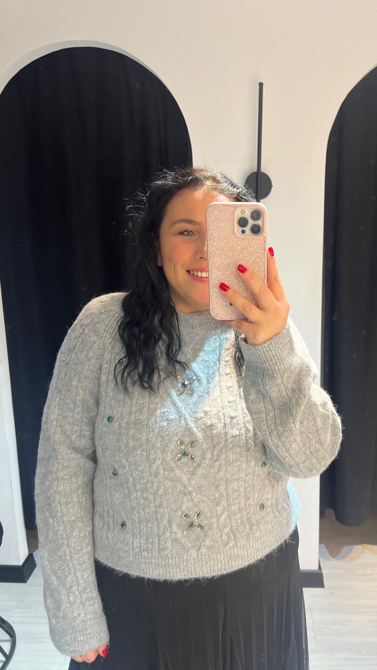 Dlvn Önü Taşlı Kazak-gri