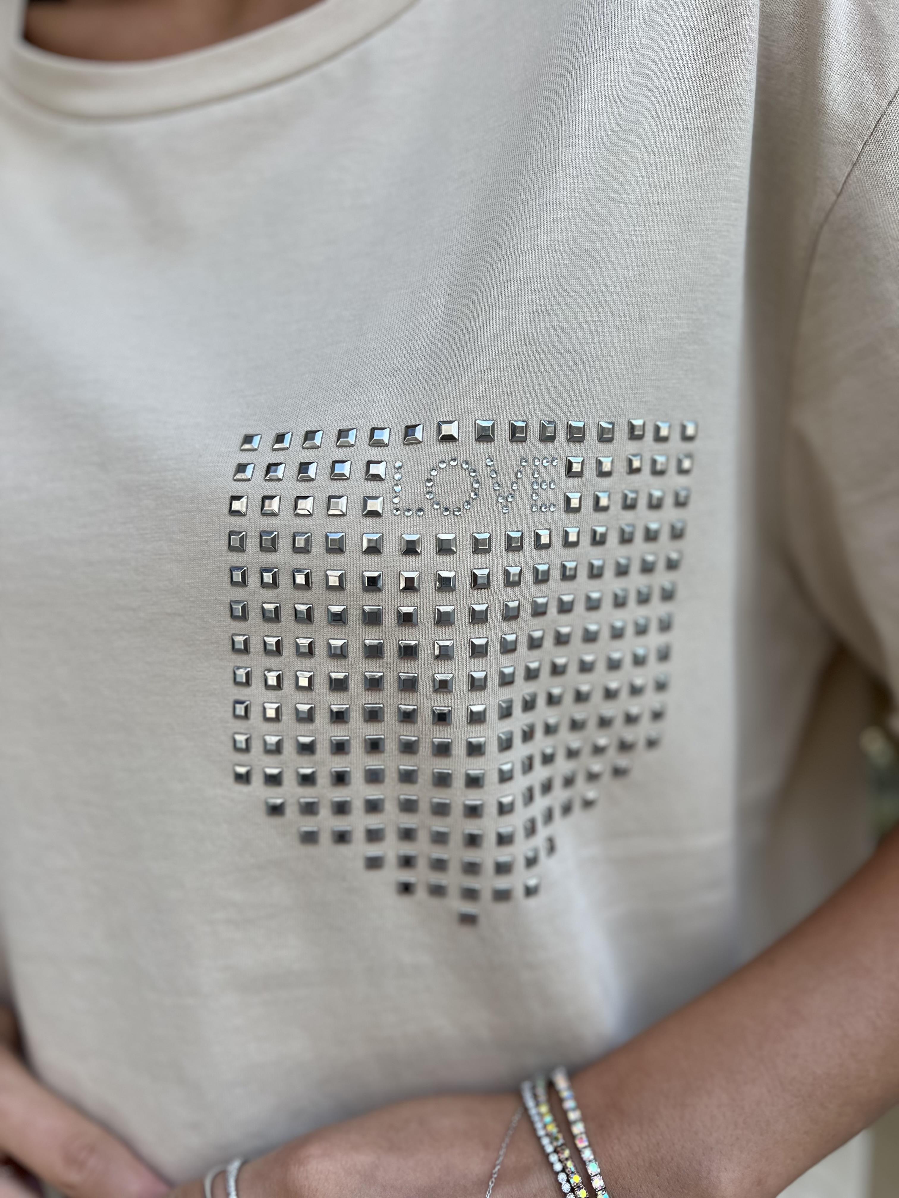 Dlvn Taşlı tişört-Bej