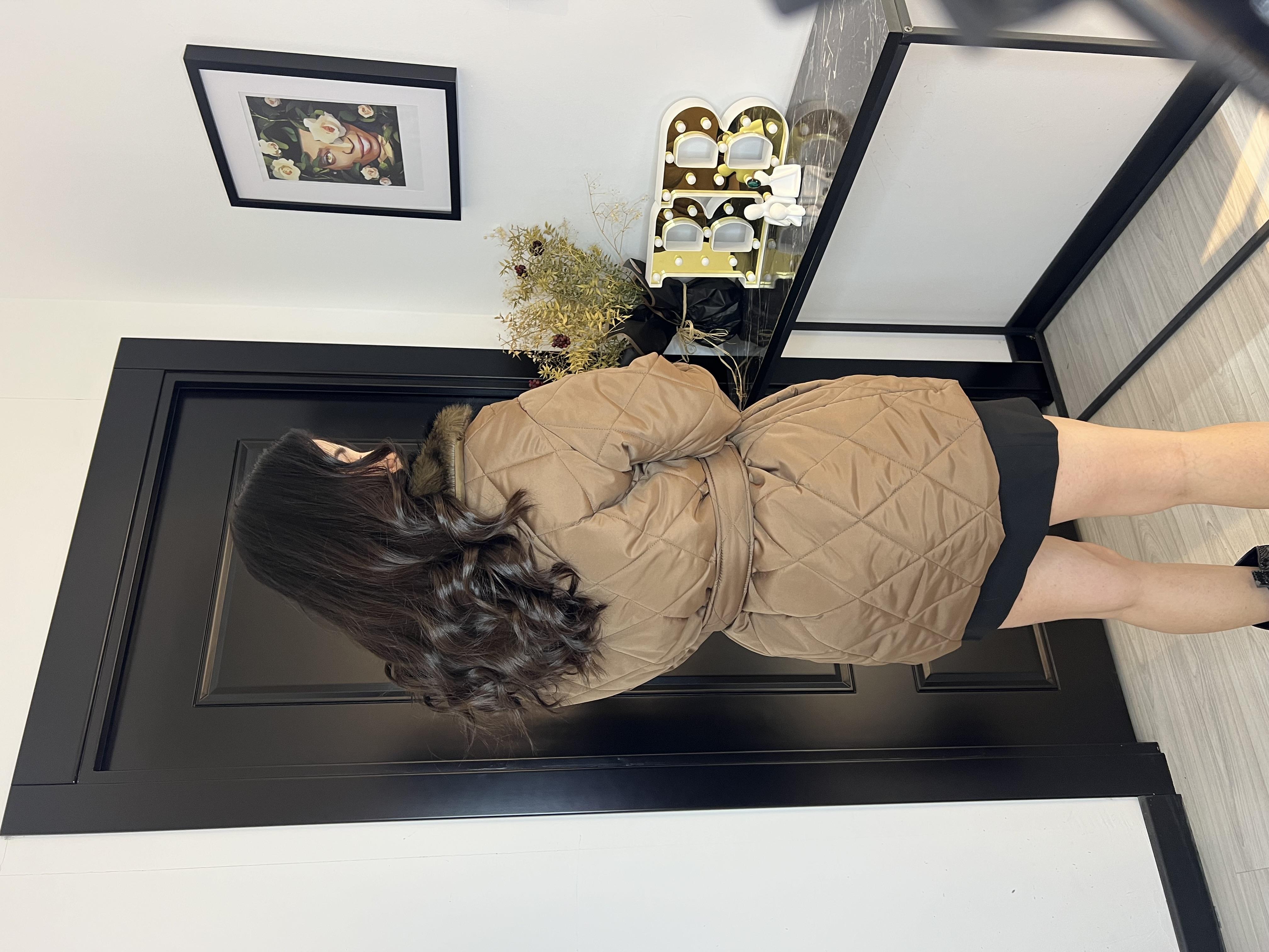 Kapitone Kürklü Mont-Kahve