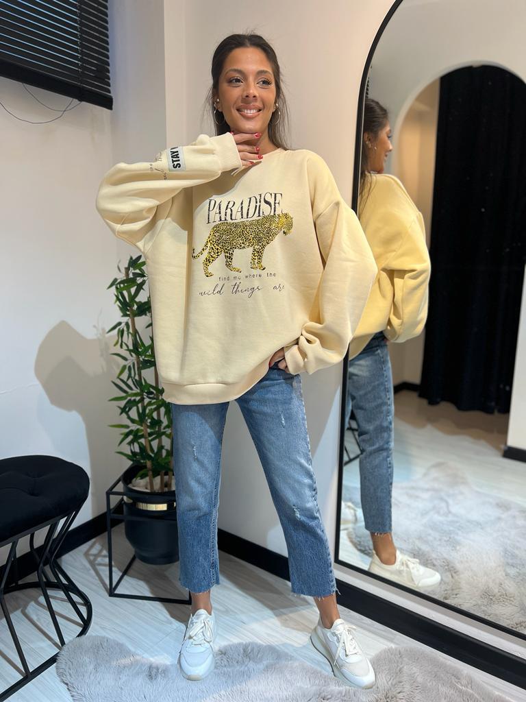 Kaplan Desen Sweat-Bej