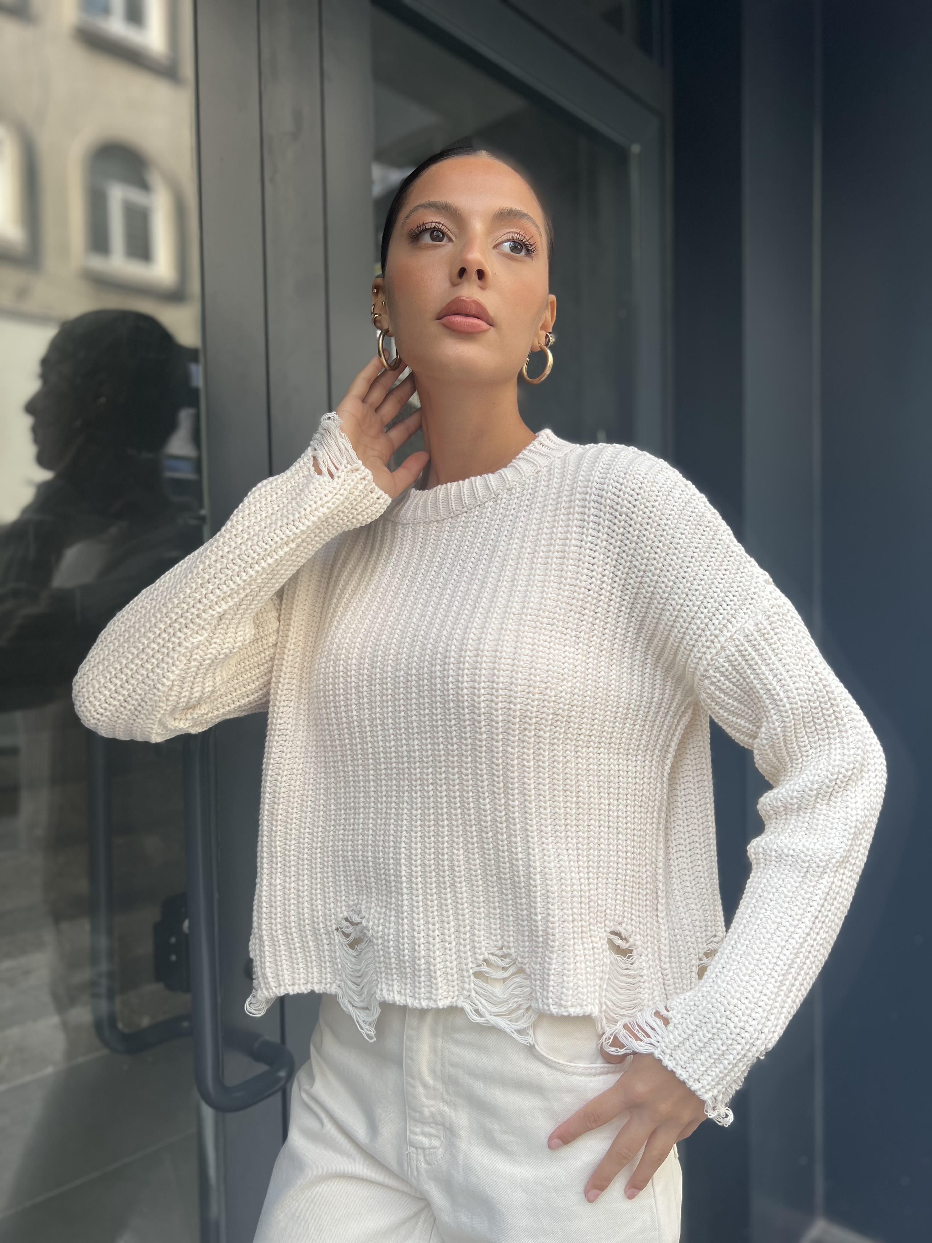 Kol Ucu Yırtık Kazak-Ekru