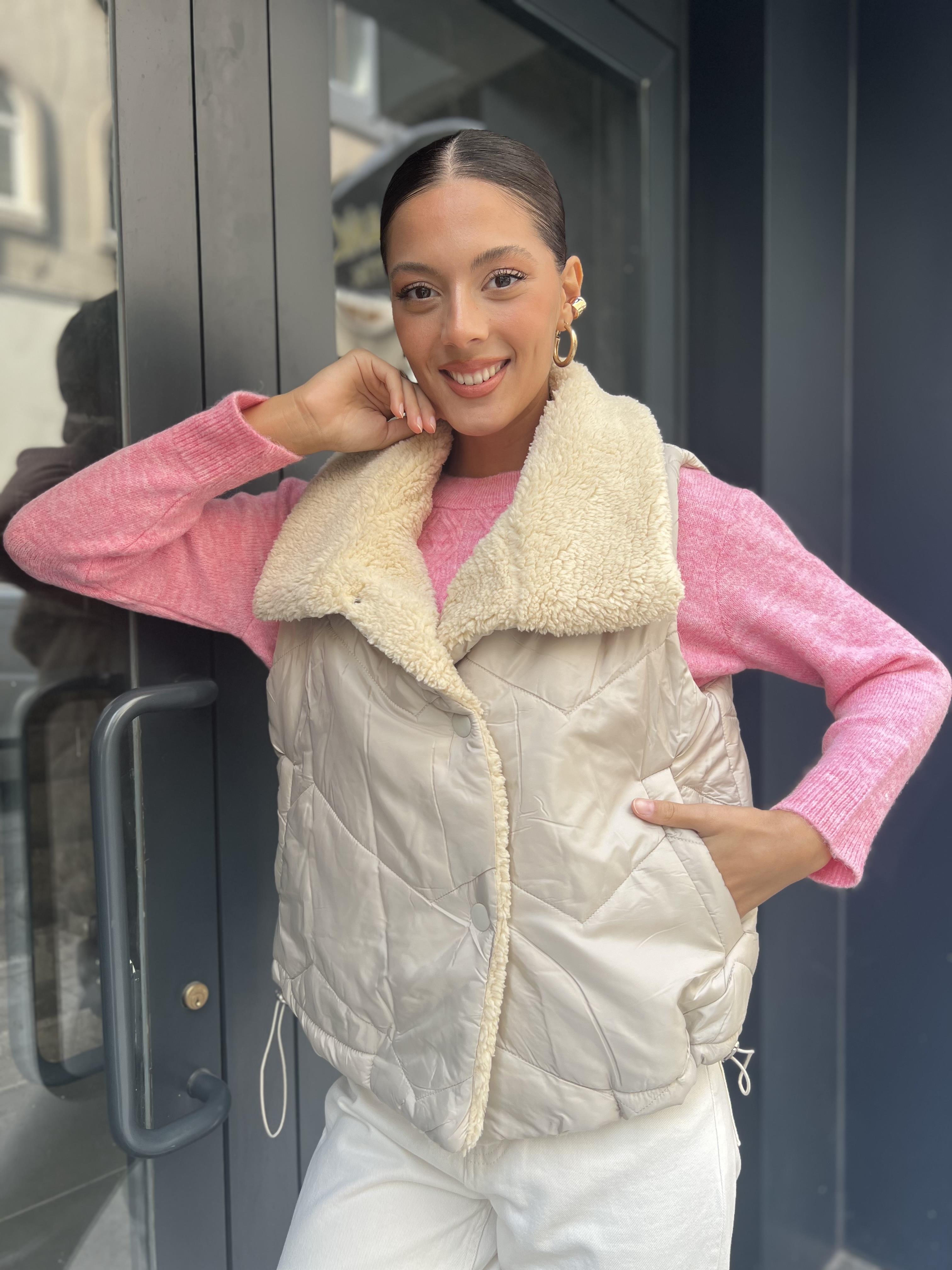 Kürklü Kısa Yelek- Taş