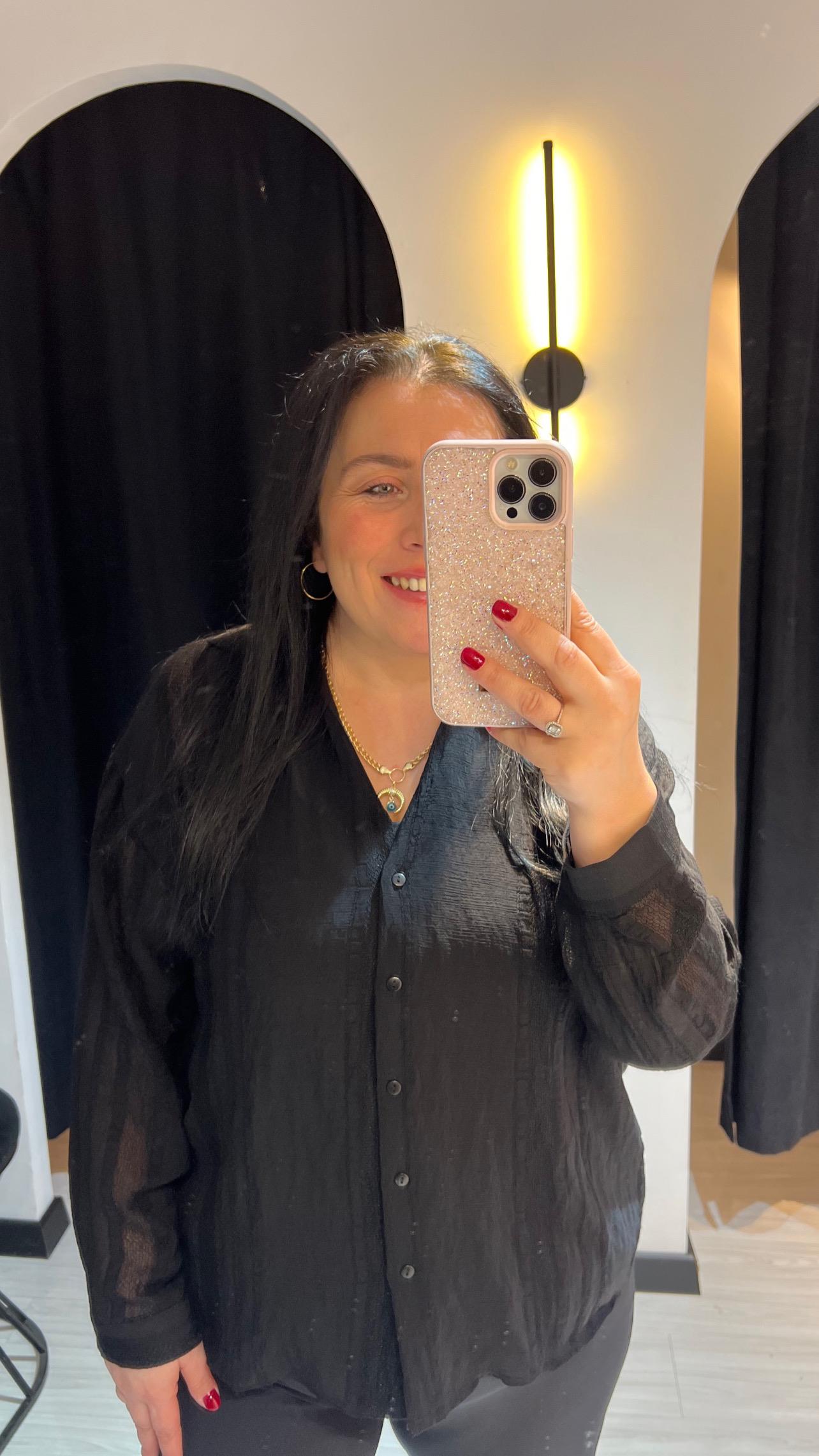 P.Transparan Gömlek-Siyah