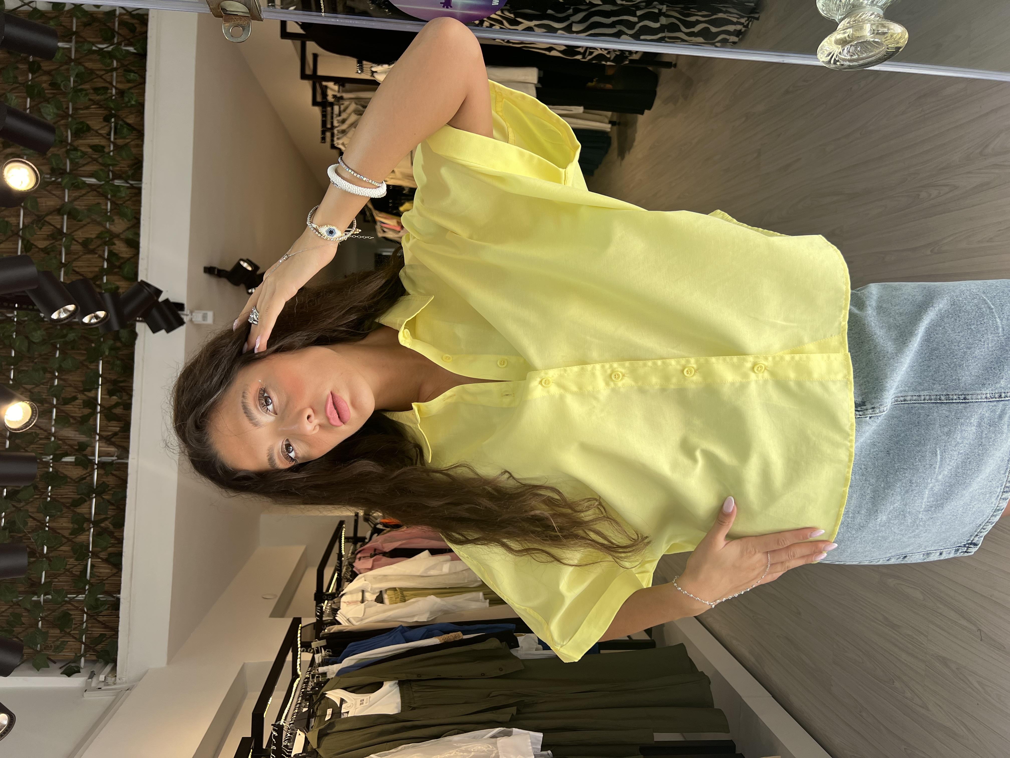 Q.Kısa Kollu Gömlek-Sarı