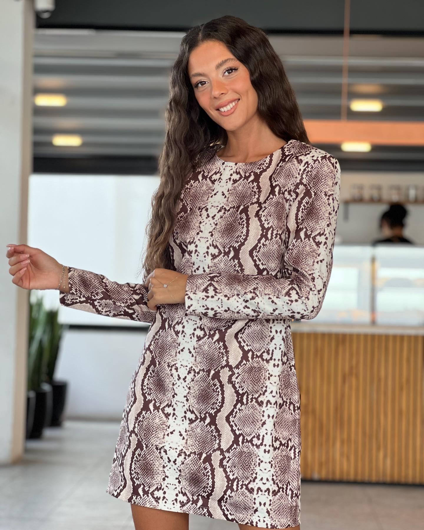 Q.Yılan Derisi Desen Elbise