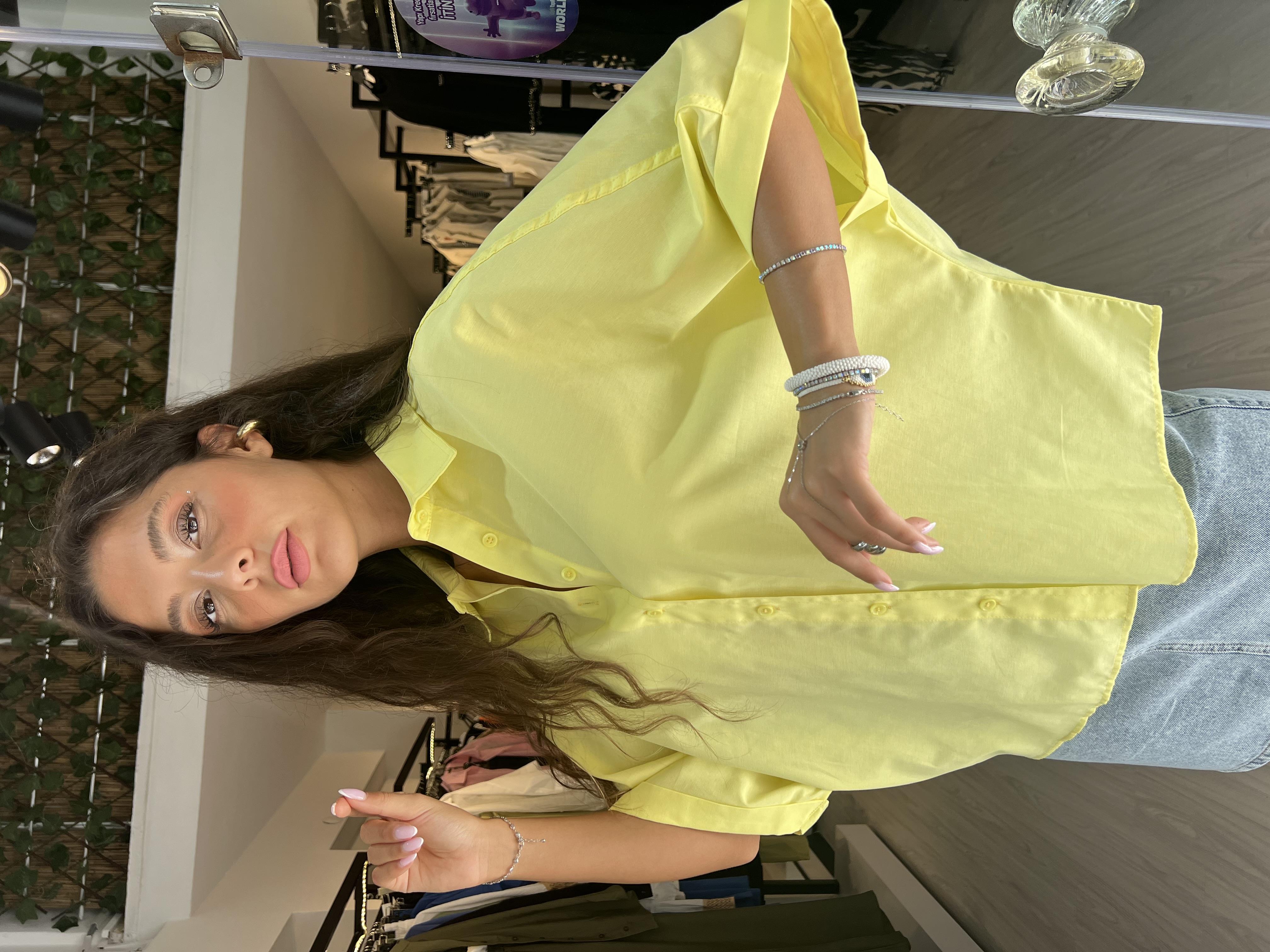 Q.Kısa Kollu Gömlek-Sarı