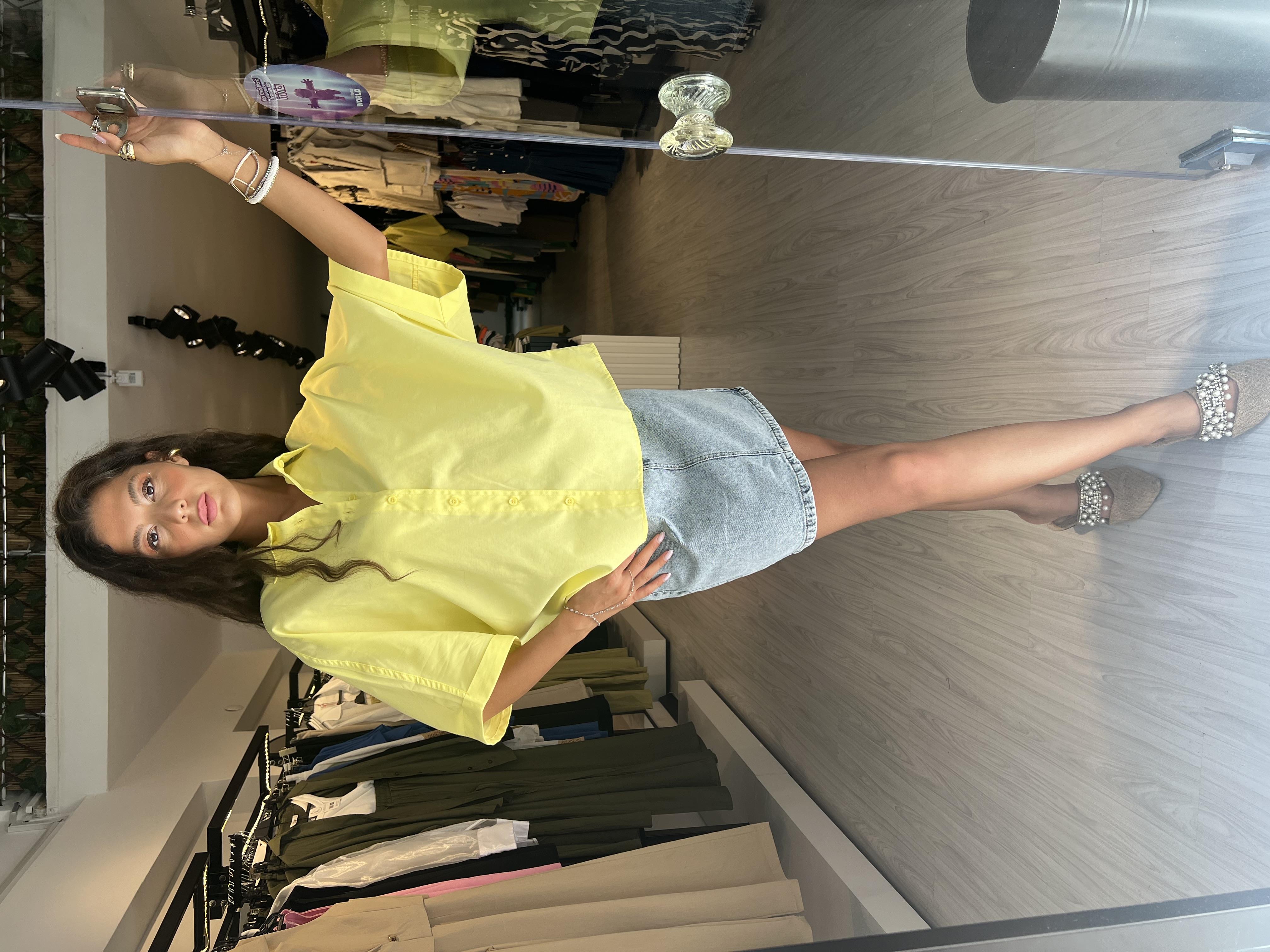 Q.Kısa Kollu Gömlek-Sarı