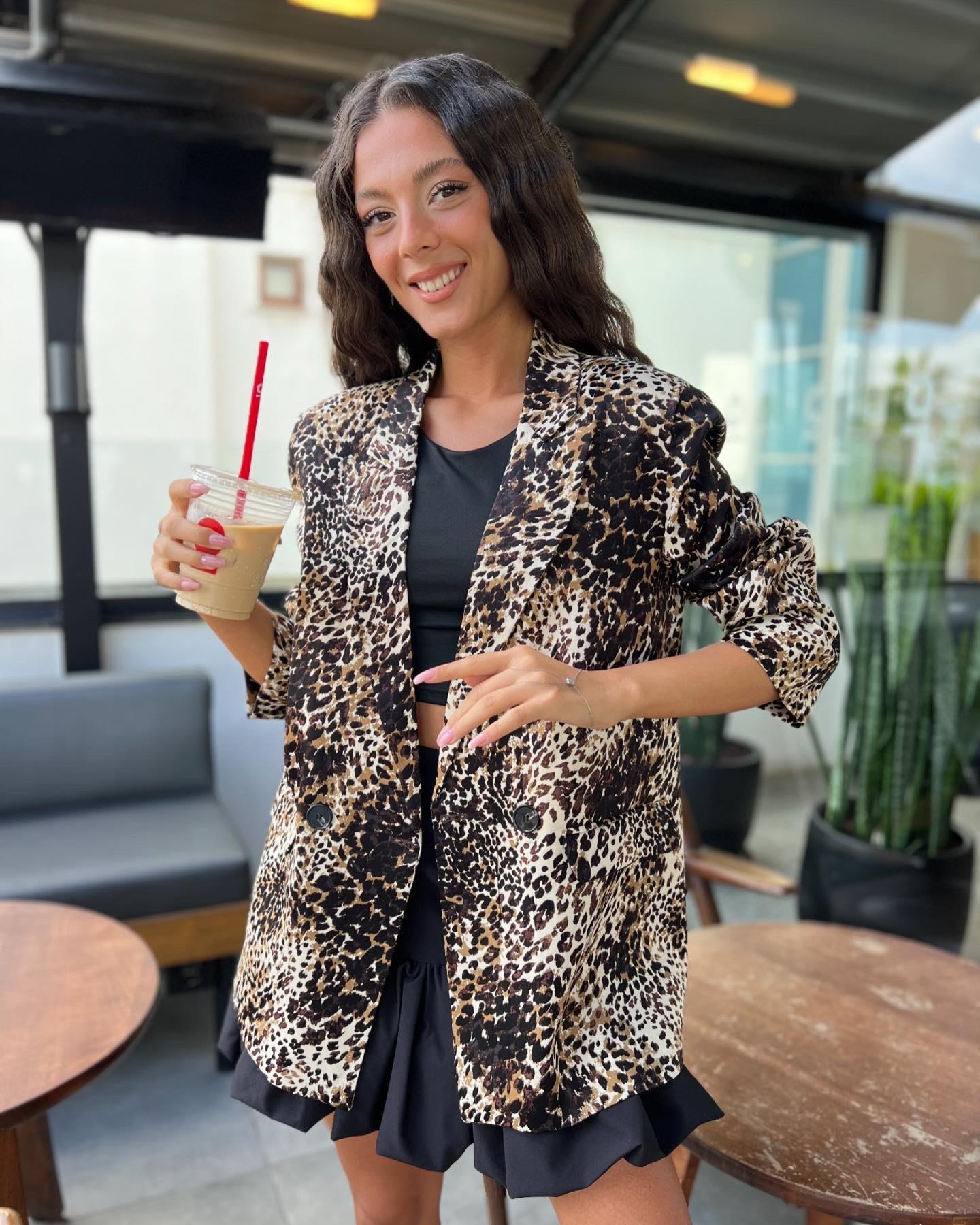 Q.Leopar Ceket-Leopar Kahve