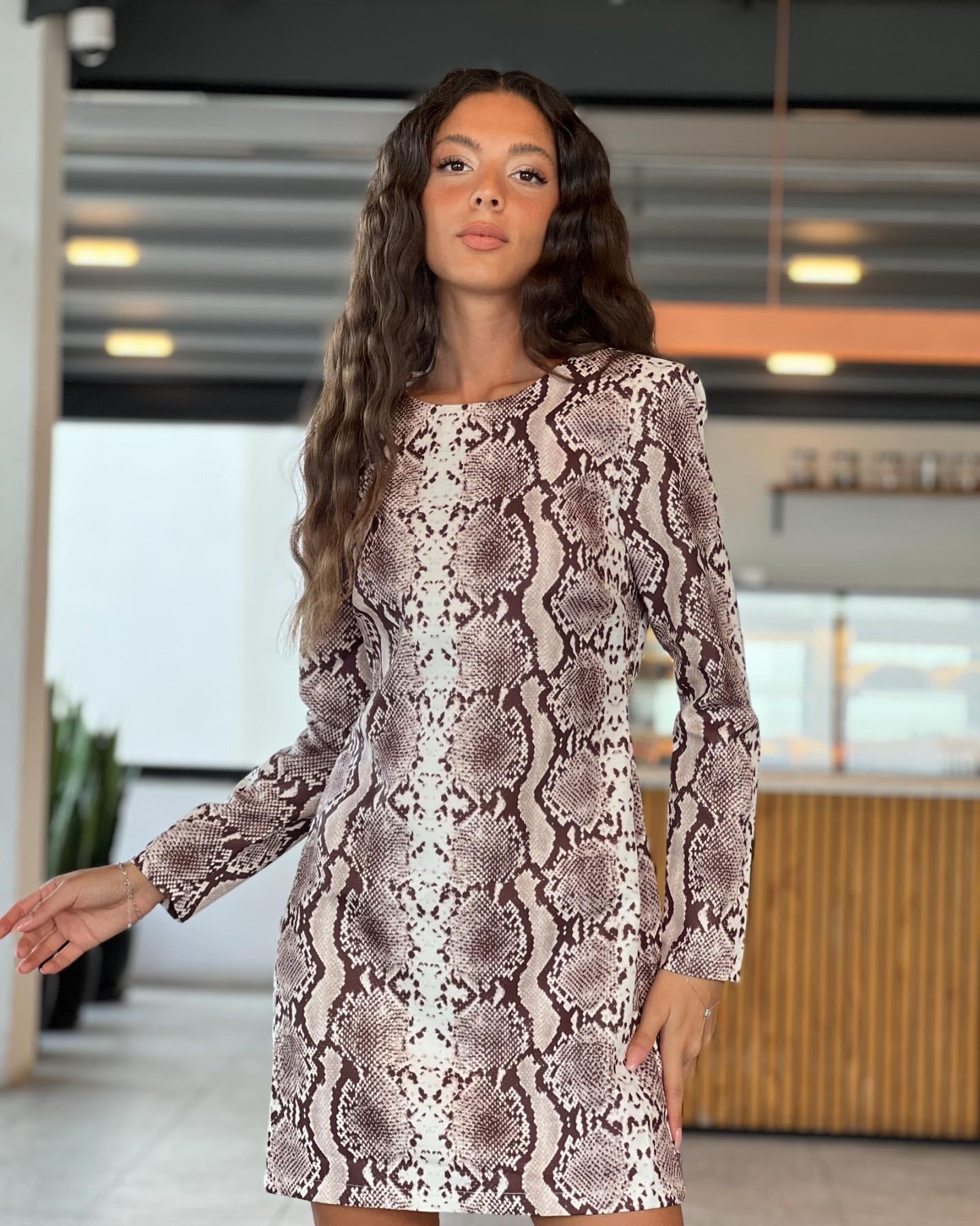 Q.Yılan Derisi Desen Elbise